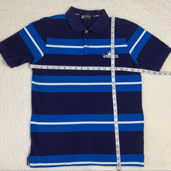 Disneyland Hong Kong Men's Navy/Blue Stripe Polo Shirt Size L - Picture 4 of 4